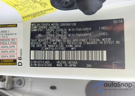 2018 Lexus Gx 460 z USA, uszkodzony, nr VIN JTJBM7FX6J5197882